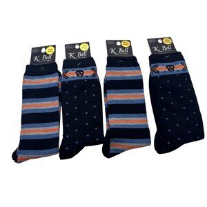 4 pairs of K. Bell Men’s Wool Blend Patterned Dress Socks Mens 10-13